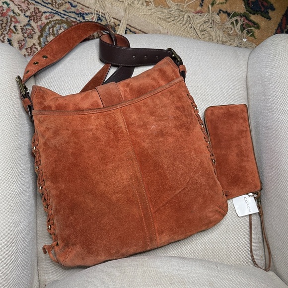 ‘03 Coach Soho SET Paprika Rust Suede Corset Hippie Crossbody & NWT Wristlet - Picture 6 of 12